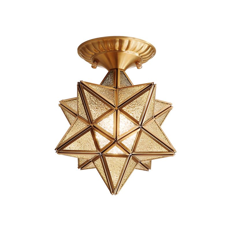 One-Light Antique Ceiling Light Brass Metal Ceiling Mounted Fixture