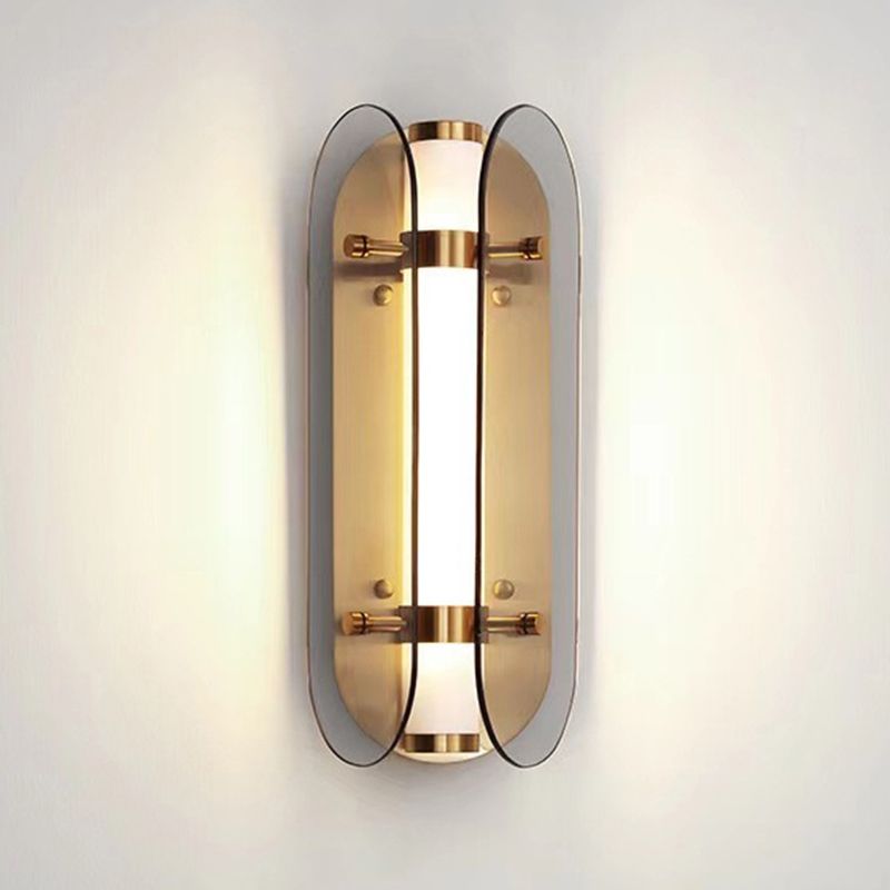 Modern Glass Wall Sconce Cylinder Shape Wall Light with Acrylic Shade for Living Room
