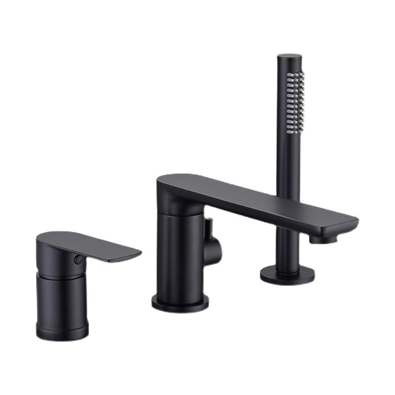 Modern Style Roman Tub Faucet Pure Color Deck-Mount Low Arc Copper Roman Tub Faucet