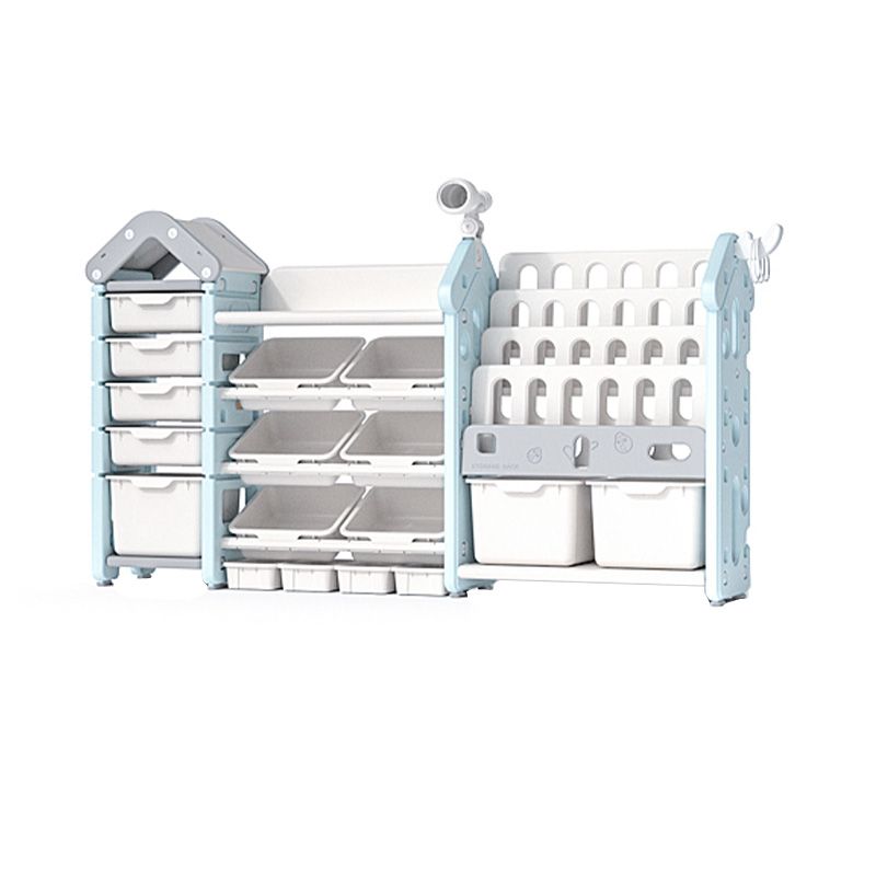 Modern Plastic Shelf Freestanding Book Display with Open Back Storage Organizer