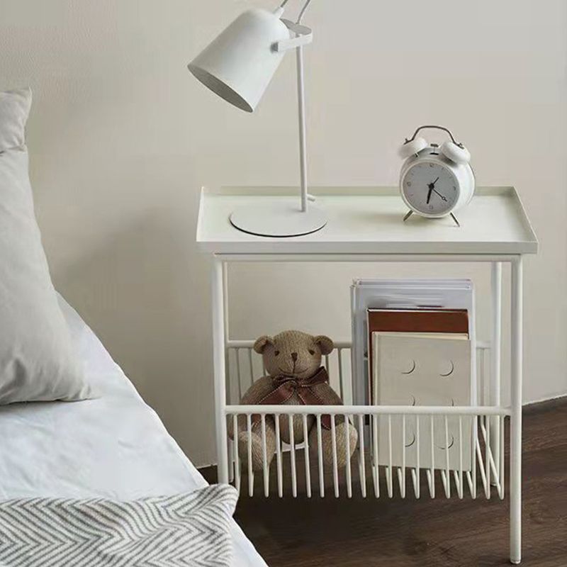 Modern Style with Storage Rack White/black Metal Iron Nightstand