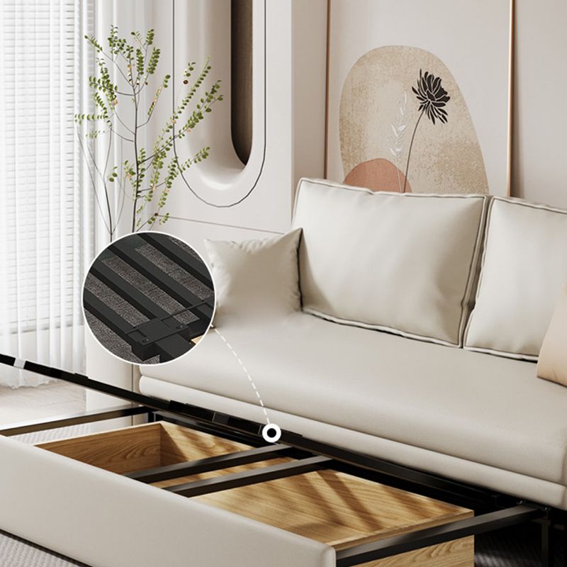 Scandinavian Folding Futon and Mattress Square Arms Futon Sleeper Sofa