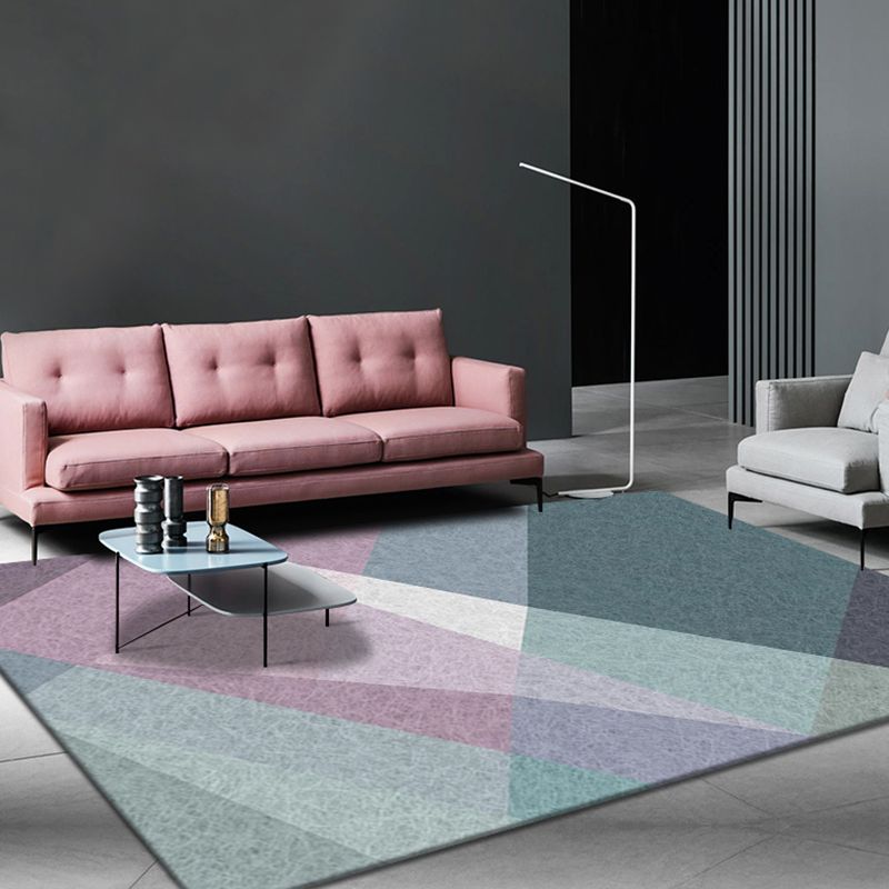 Aesthetics Morandi Color Geometric Rug Polypropylene Modernist Carpet Washable Anti-Slip Rug for Home
