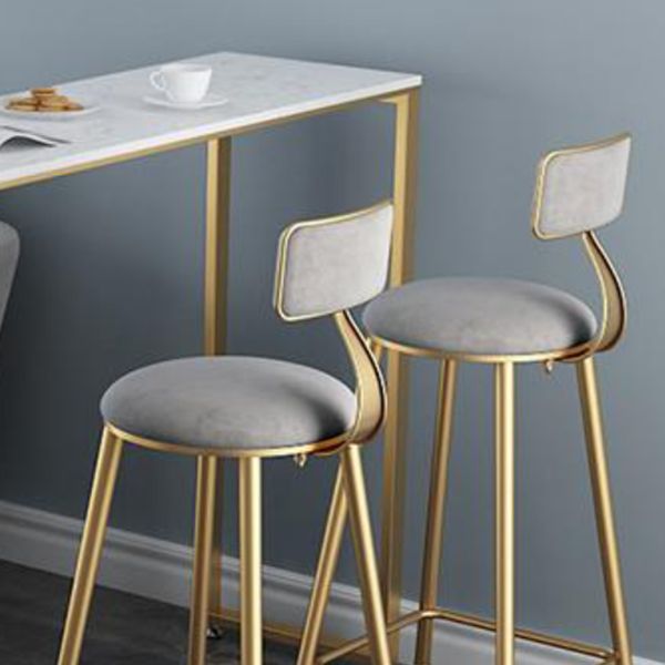 Scandinavian Metal Counter Chair Round Velvet Counter Stool for Living Room