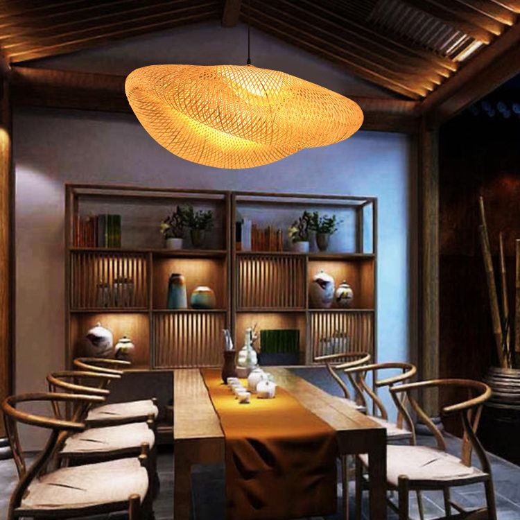 Modern Hand-Woven Suspension Pendant Light Rattan 1 Light Pendant Light