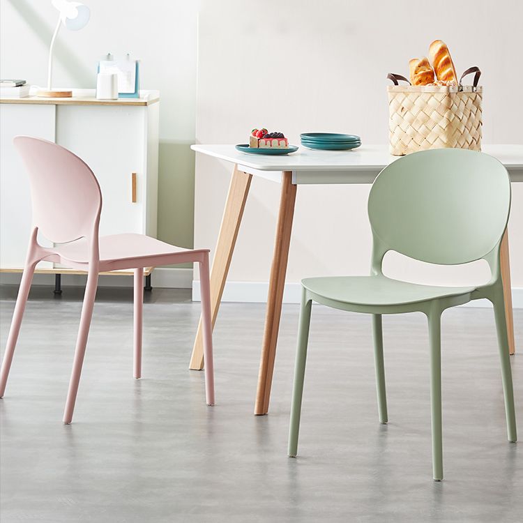 Scandinavian Armless Dining Chairs Stackable Plastic Open Back Side Chair