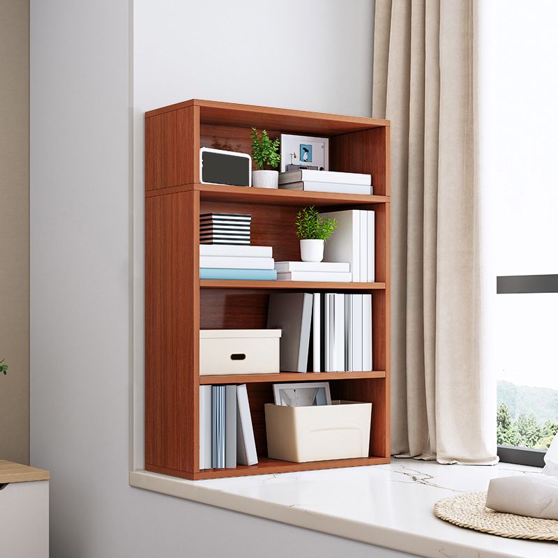 Modern Engineered Wood Bookshelf Standard Vertical Bookcase in Burnish