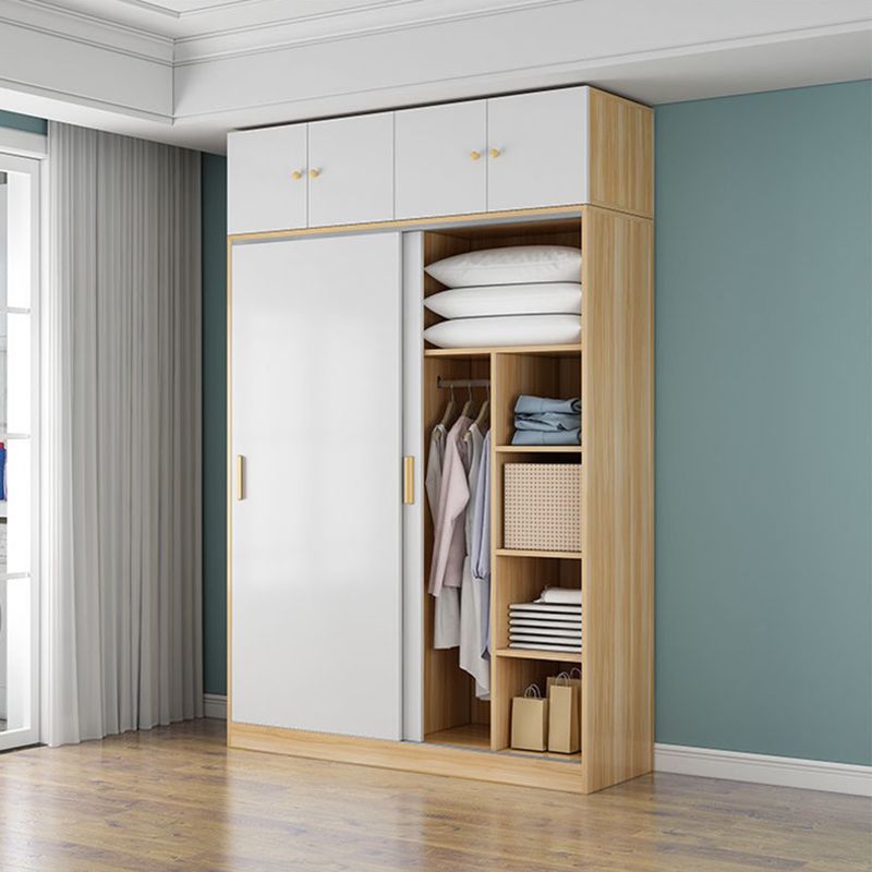 Engineered Wood Wardrobe Closet Modern Wardrobe Cabinet with Shelves