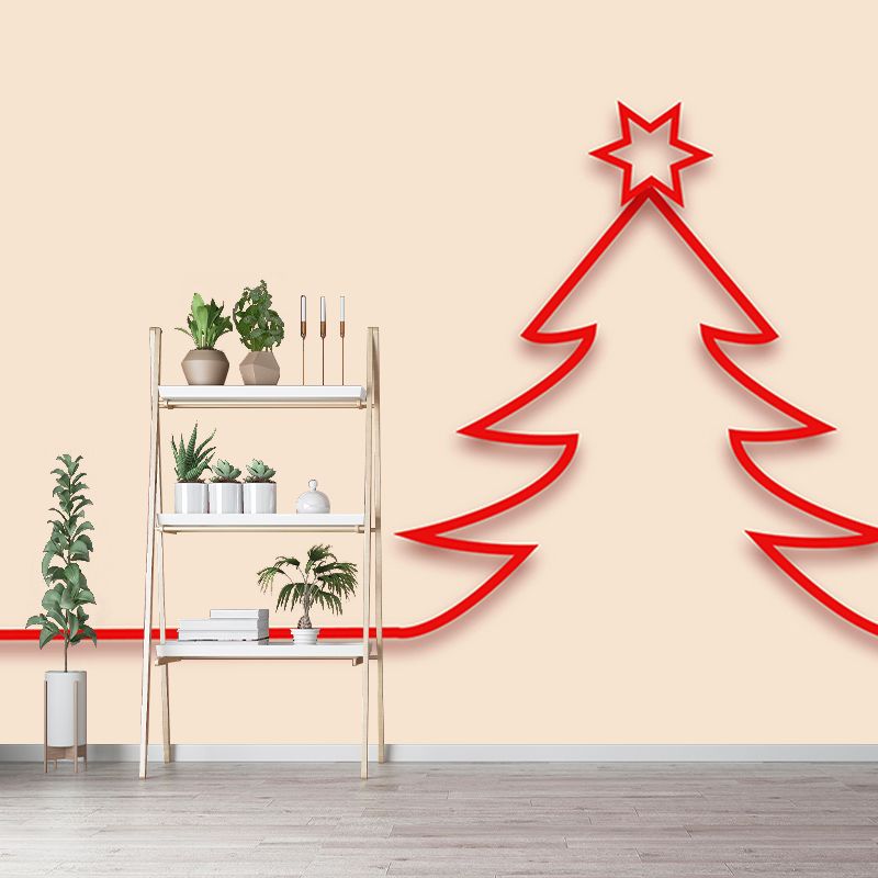 Customized Christmas Tree Wall Mural Horizontal Illustration for Sleeping Room