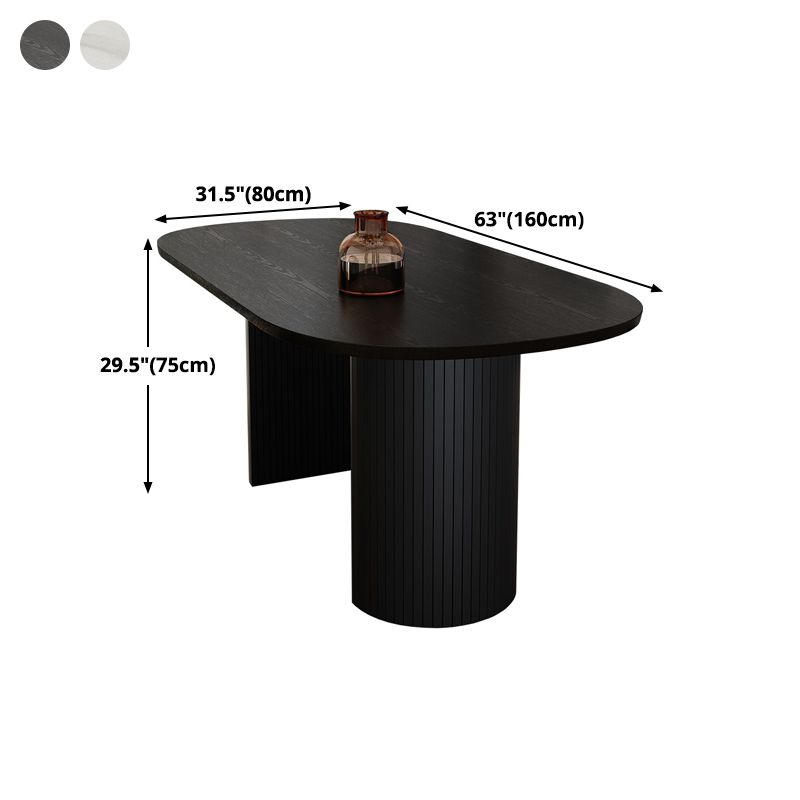 Solid Wood Contemporary Double Pedestal Dining Table Sintered Stone Table for Dining Room