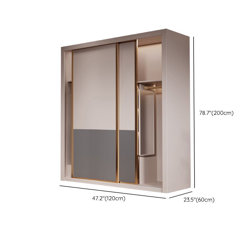 Modern Sliding Door Storage Cabinet Wooden Wardrobe Cabinet with Garment Rod