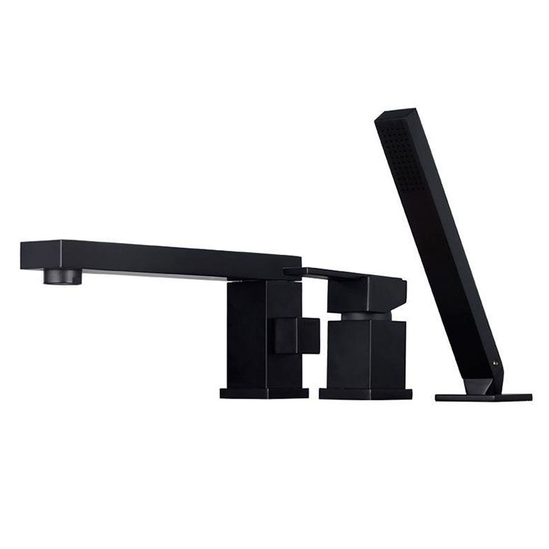 Modern Square Brass Tub Faucet with 2 Handles Deck Mount Bathroom Faucet