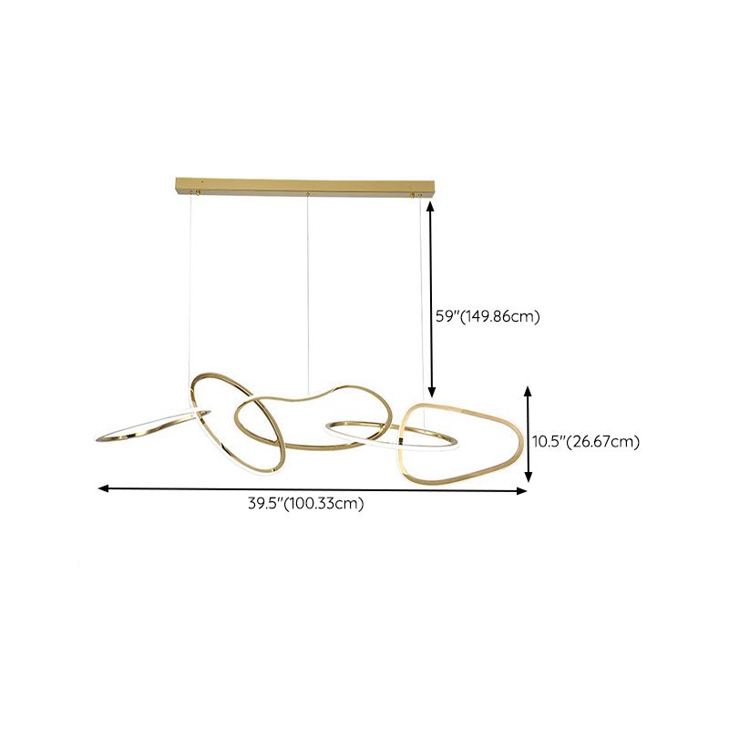 Linear Shape Metal Chandelier Light Modern Multi Lights Chandelier Light Fixture in Gold