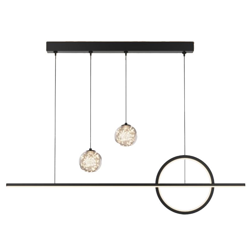 Black Linear LED Island Light in Modern Minimalist 4-Light Acrylic Pendant Light