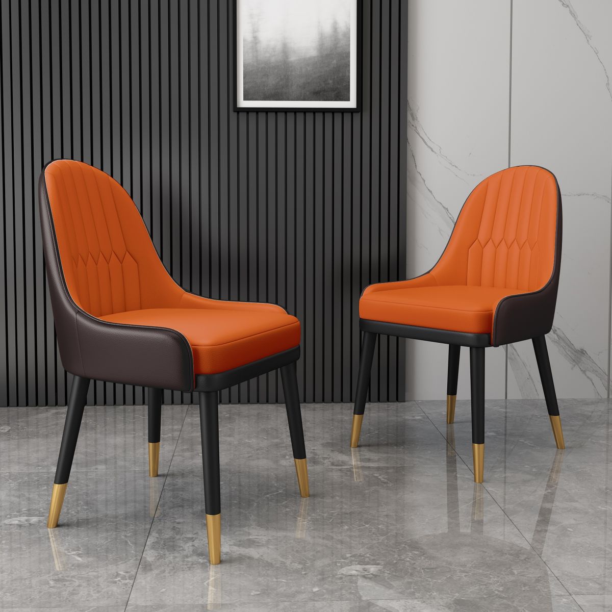 Silla de metal estilo escandinavo Sillas de comedor con respaldo Parsons (juego de 2)