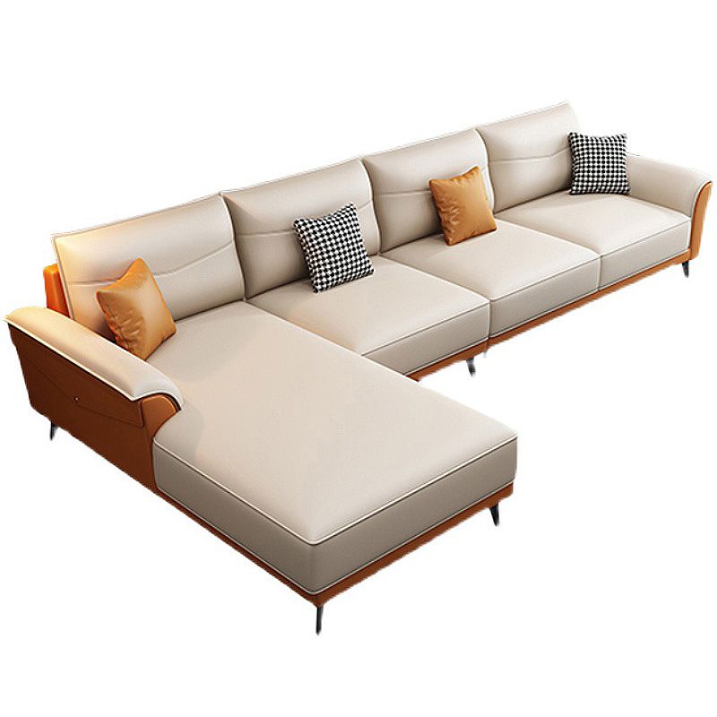 Modern Pillow Top Arm Sectional 35.43"High Cushion Back Sofa and Chaise