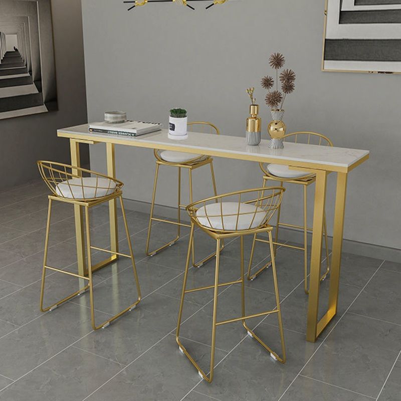 Marble Top Bar Table Rectangle Contemporary Style Pub Table for Home