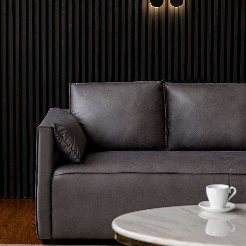 29.52" H Solid Color Faux Leather Sofa Wood Frame Pillow Top Arm Sofa