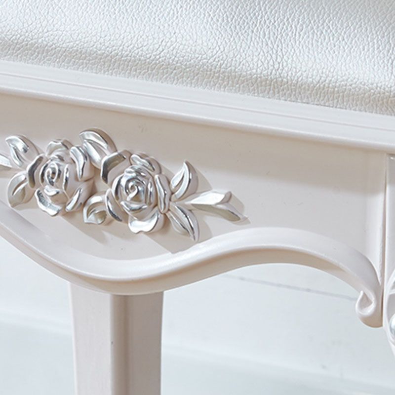 Glam Pouf Ottoman Faux Leather Solid Color Water Resistant Carving Rectangle Pouf