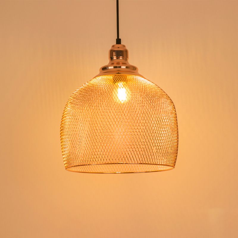 1 Lampenkugel/Kuppel Käfig Anhänger Lampe Industrie Roségold Finish Metall Down Lighting für Esszimmer