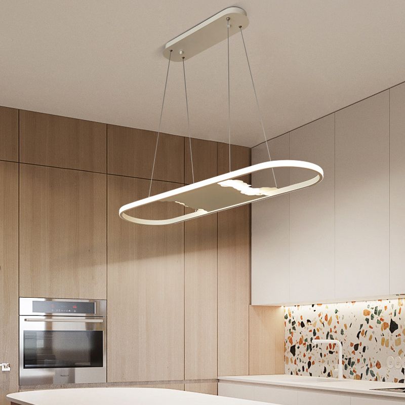Pargante de suspensión ovalada de 35.5 "/47" de ancho LED de comedor acrílico LEDTING LEACHING en luz cálida/blanca/natural