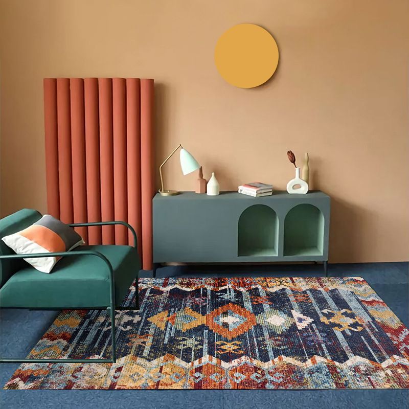 Orange Modern Rug Polyester Graphic Indoor Rug Non-Slip Backing Rug for Home Decor