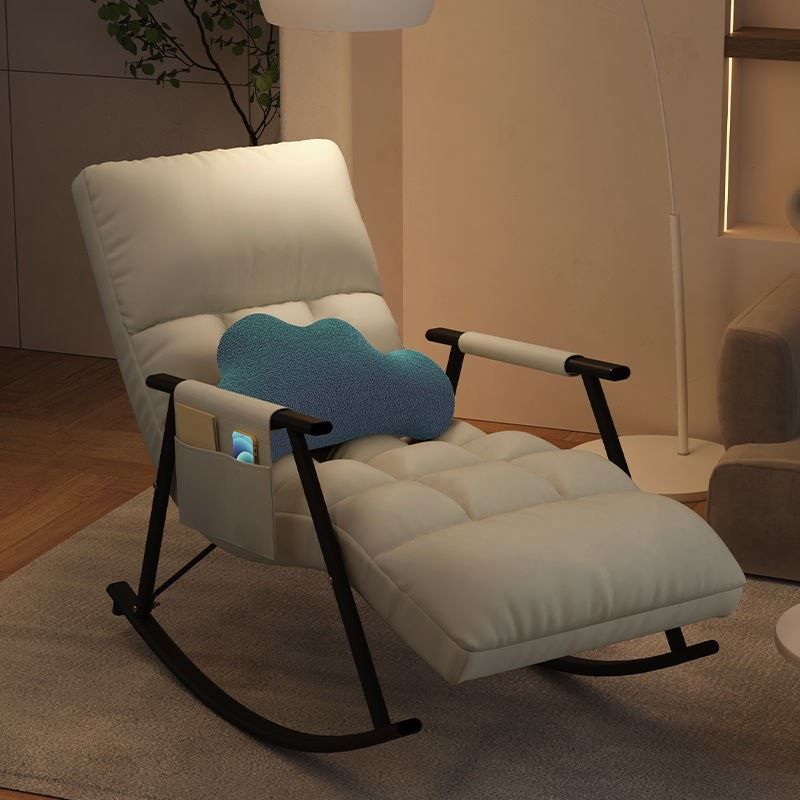 Classic Tufted Recliner Chair Pure Color Indoor Rocker Chair with Dark legs