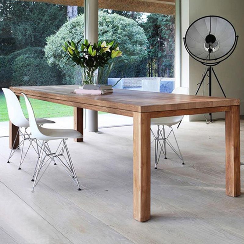 Rectangle 4 Legs Dining Table Modern Style Pine Wood Table for Kitchen