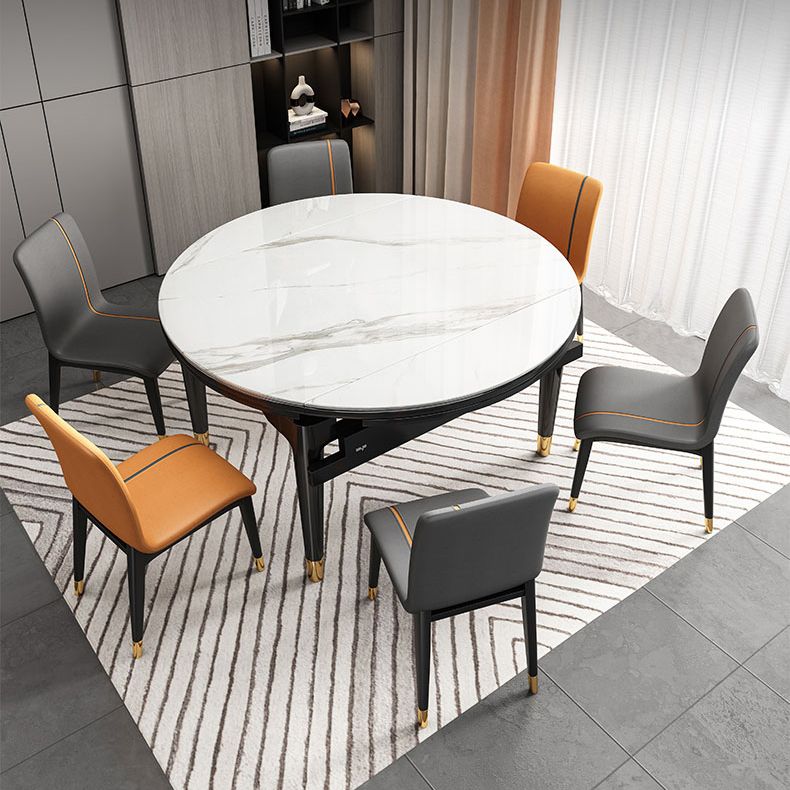 Sintered Stone Extendable Round Table for Restaurant Modern Dining Table with 4 Legs