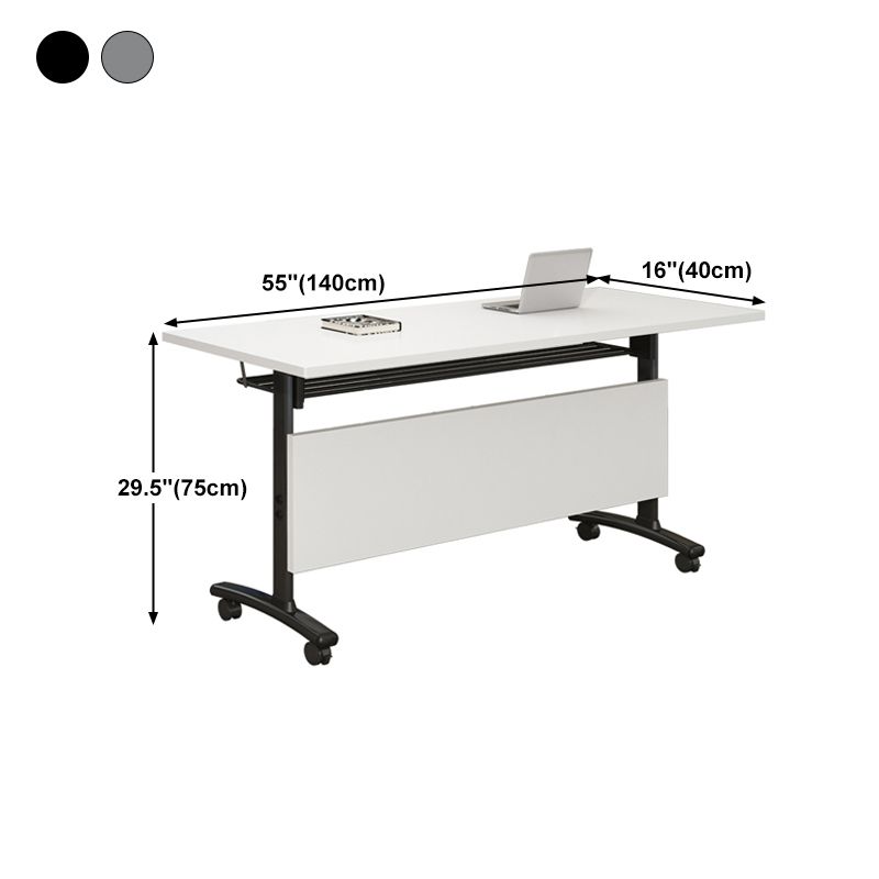 Rectangular Writing Desk Metal Base with Caster Wheel Desk for Office