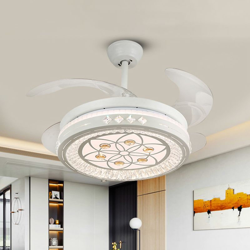 Simpulla Light a fiiling semifulò da 19 "Luce a filo rotondo a sospensione con tonalità acrilica, 4 lame