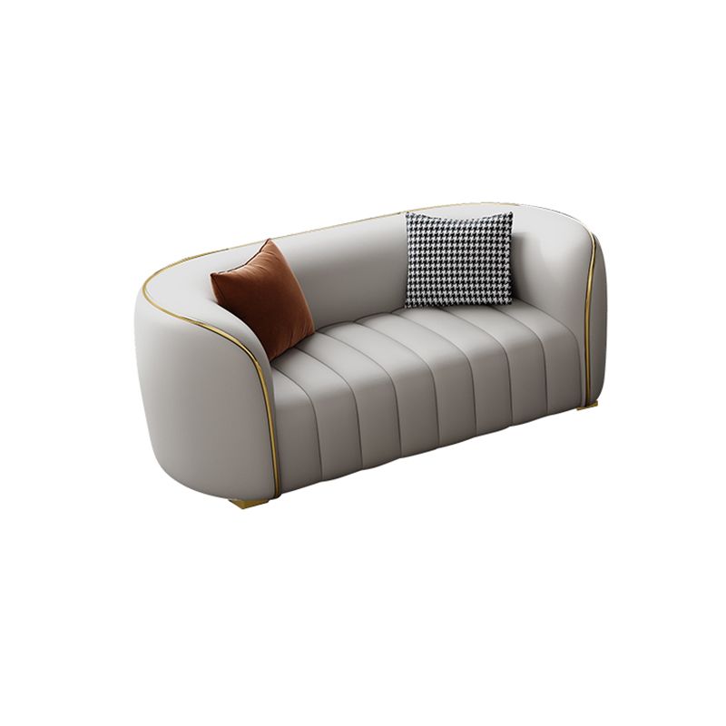 Modern Genuine Leather Sofa for Living Room Tuxedo Arm Sofa with Tight Back