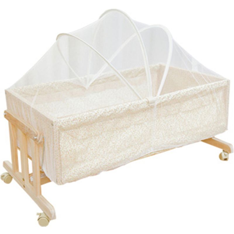 Solid Wood Rectangle Bassinet Rocking and Gliding Crib Cradle for Baby