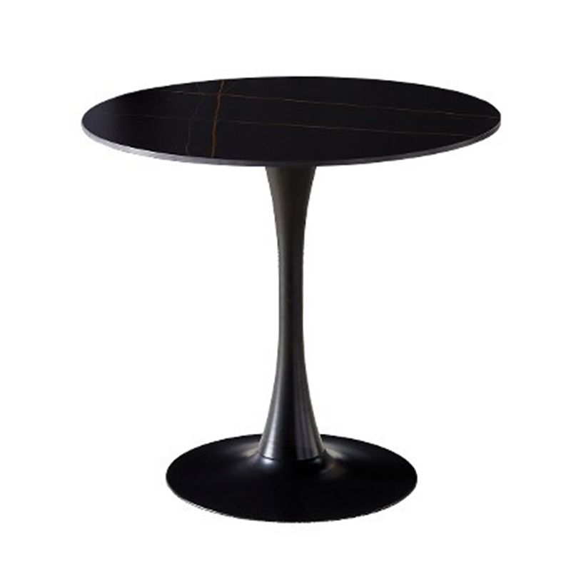 Round Tulip Base Modern Dining Table Two-Color Fixed Table with Sintered Stone