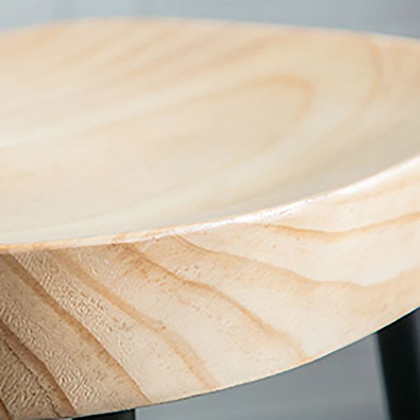 Industrial Counter Bar Stool Natural Solid Wood and Metal Saddle Seat Counter Chair