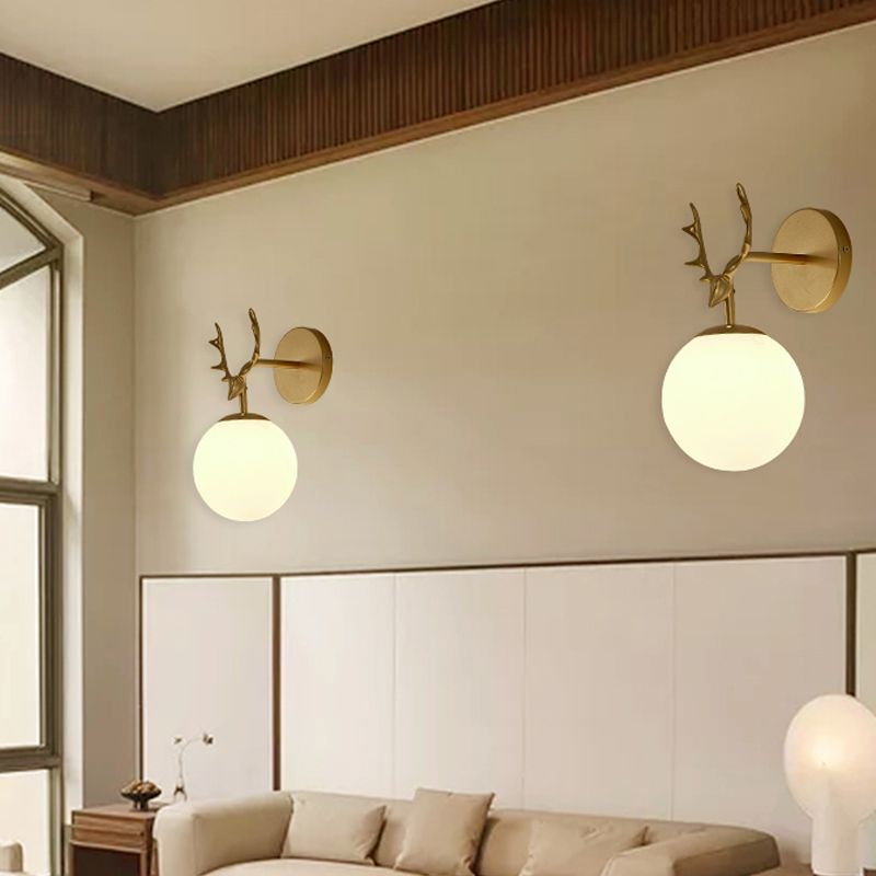 1 Light Spherical Wall Sconce Modern Style Glass Wall Lighting for Bedroom