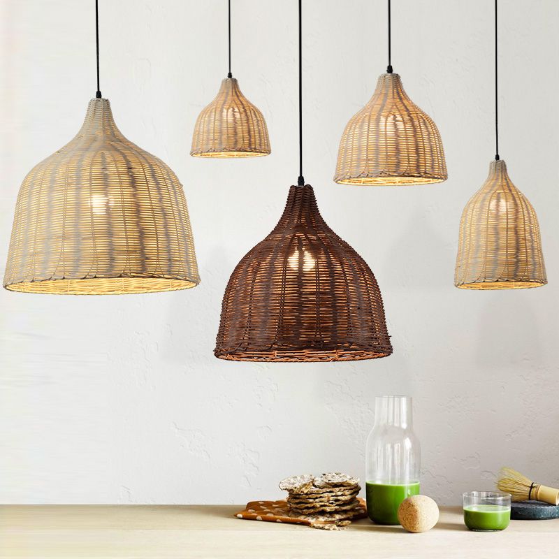 1 Light Modern Style Pendant Lamp Rattan Hanging Lamp Fixture for Living Room