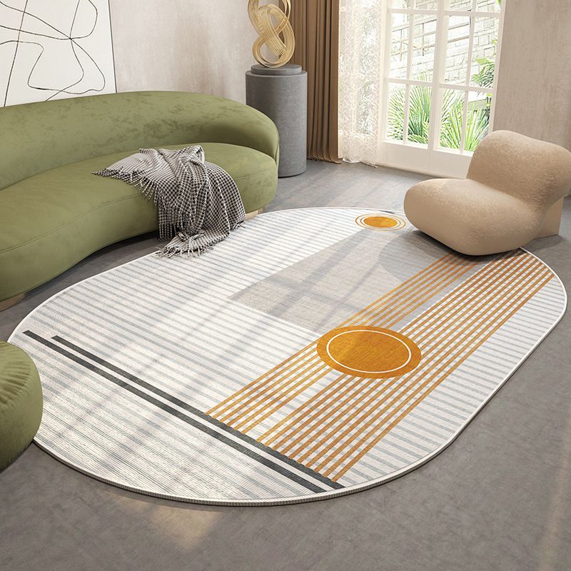 Orange Nordic Rug Polyester Color Block Rug Washable Rug for Living Room