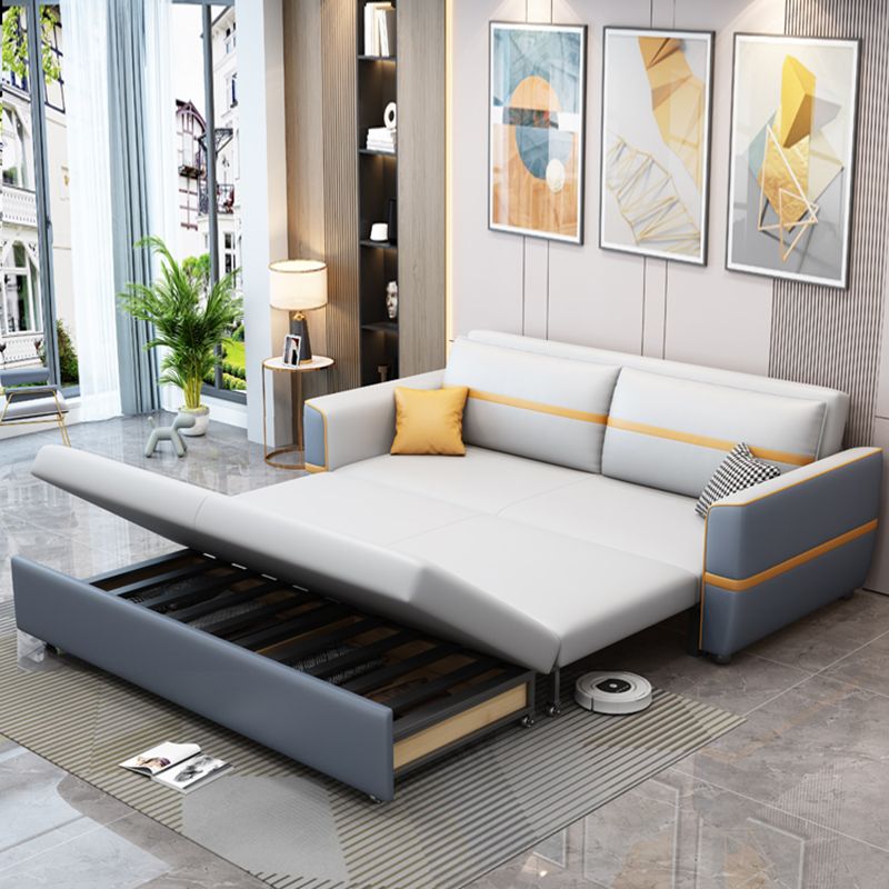 Upholstered Convertible Sofas Faux Leather Sleeper Sofa with Storage