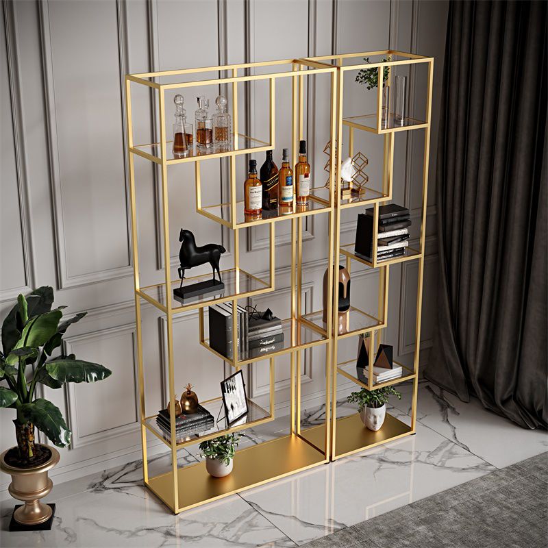 Libreria etagere industriale aperta verticale telaio di ferro invalido scaffale in vetro