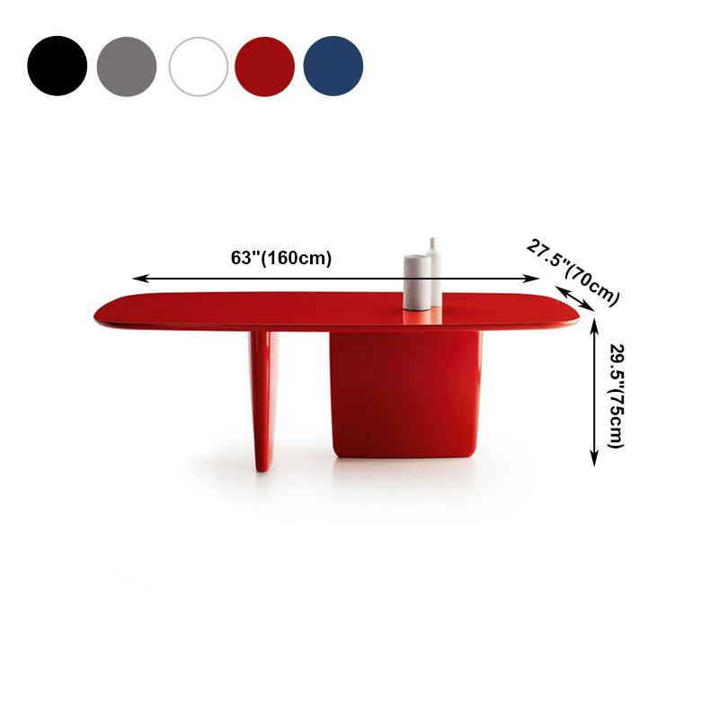 Mesa de comedor de madera maciza rectángulo mesa moderna con base de pedestal doble