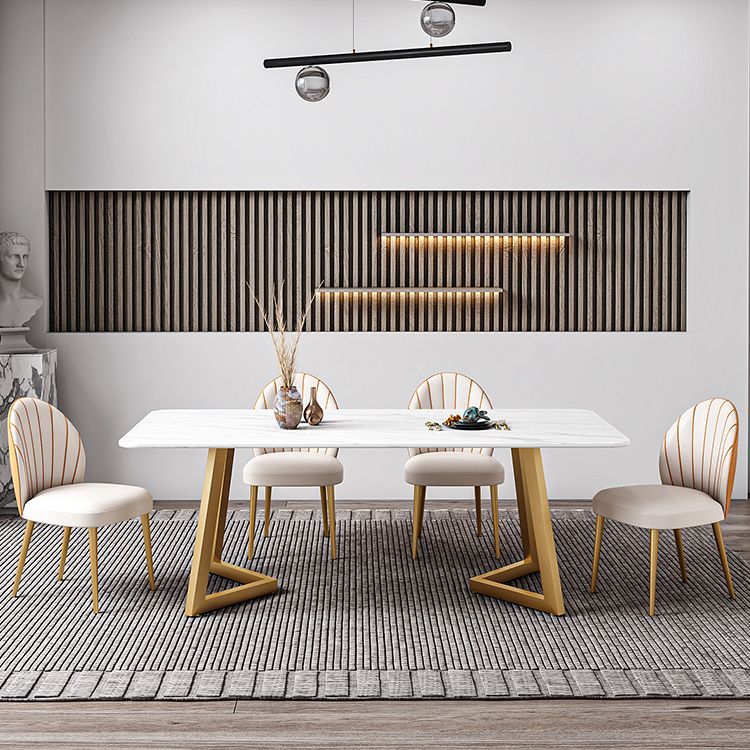 Iron and Slate Table Glam Style Simple Home Rectangular Dining Table