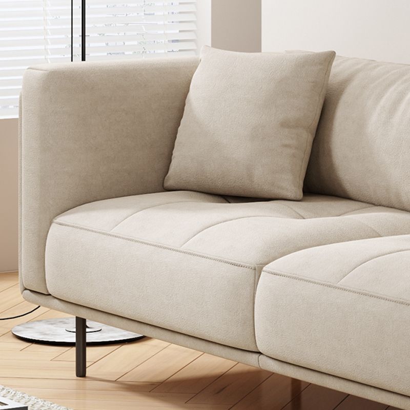 Contemporary Tuxedo Arm Cushions Sofa Faux Leather Standard Sofa with Pillows
