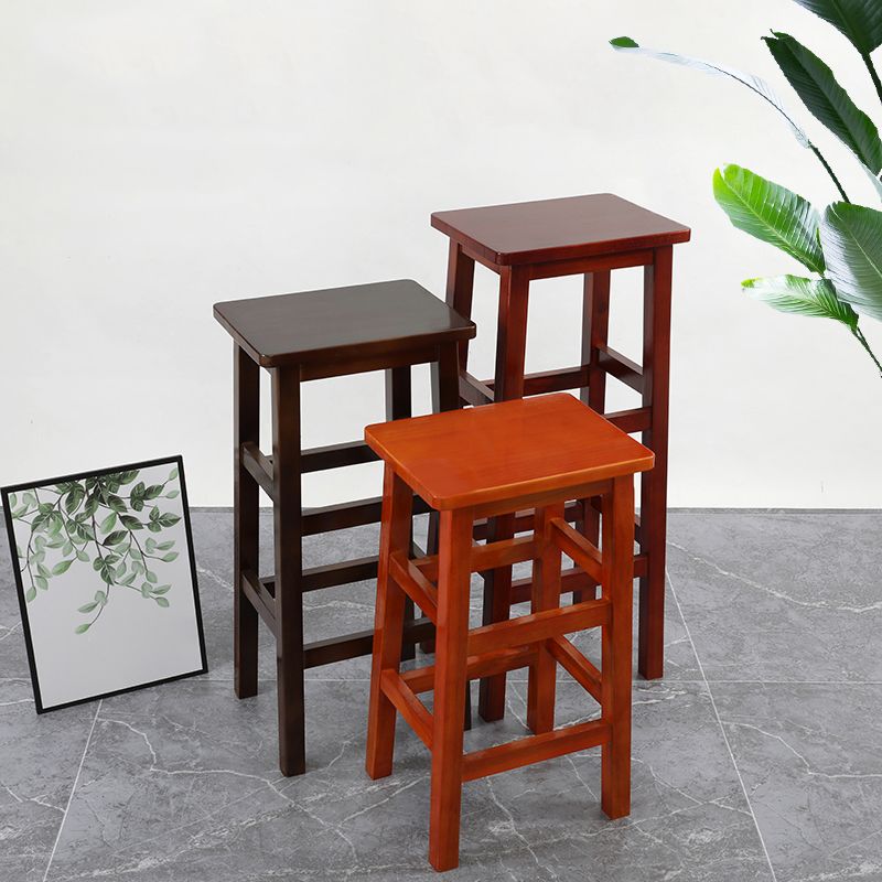 Backless Solid Wood Counter Stool Industrial Wooden Armless High Chair