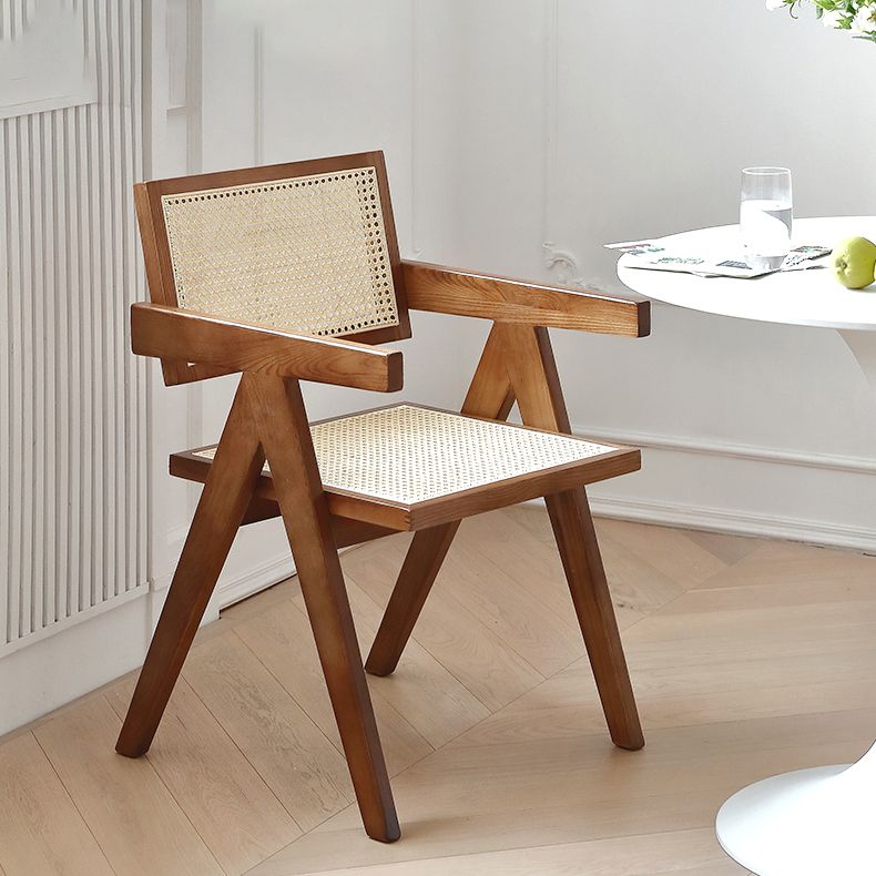 Traditional Style Chairs Dining Kitchen Arm Chairs with Wooden Legs