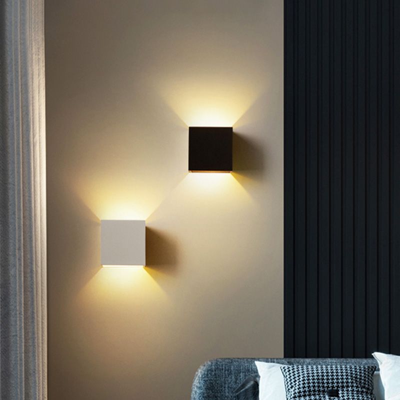 Cubo accesorios de iluminación neutral caliente con sombra de vidrio transparente para dormitorio