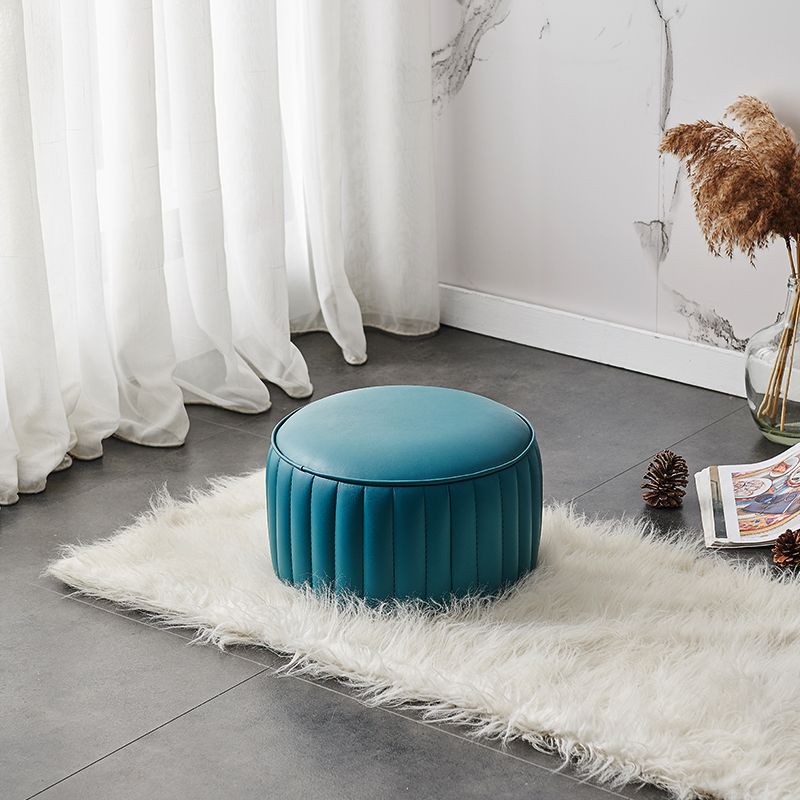 Solid Color Leather Pouf Modern Simple Round Upholstered Footstool