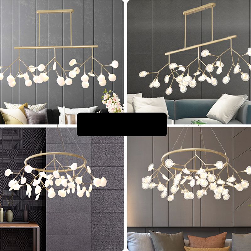 Leaves LED Pendant Light Fixture Modernist Acrylic 27 Heads Island Lamp for Living Room