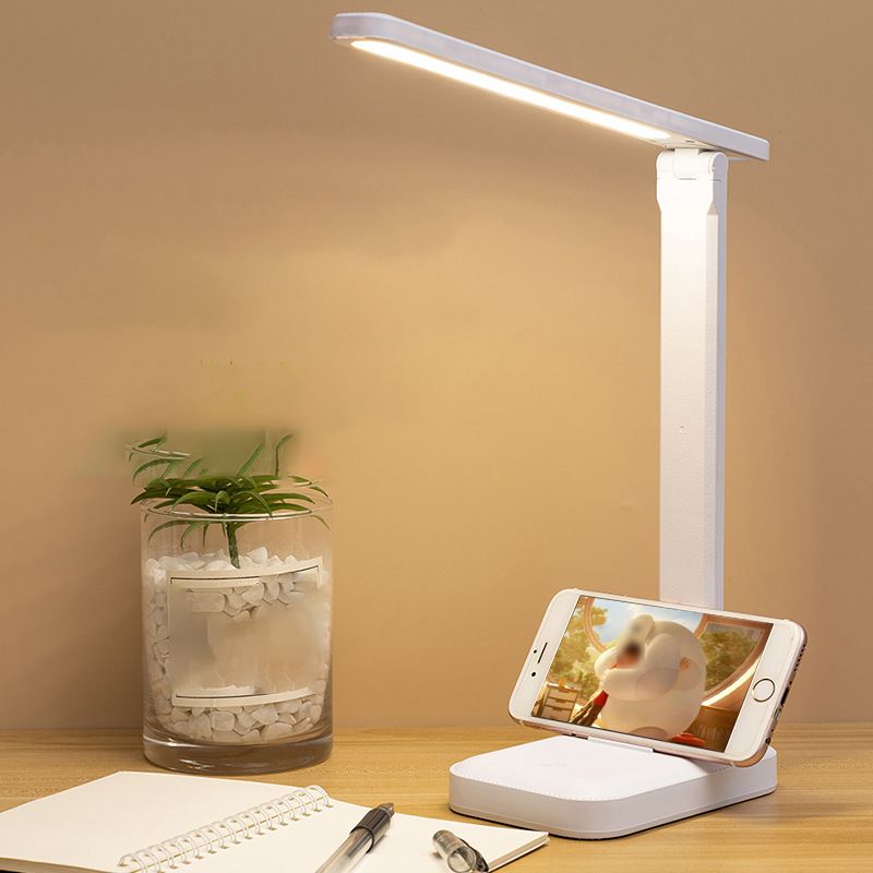 Moderne lineare Tischlampe Metall 1 helle Nachttischlampe in Weiß