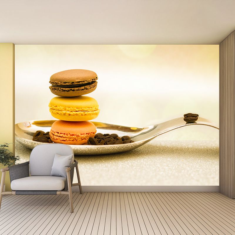Macaron Environment Friendly Mural Decorative Wallpaper for Dessert Shop